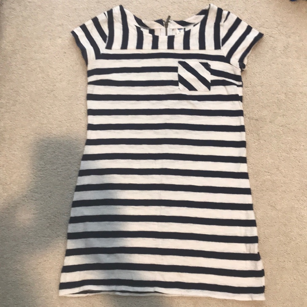 Navy and white striped T-shirt dress